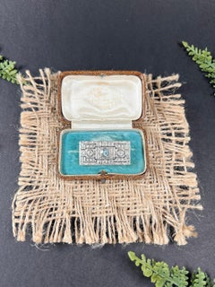 Antique 1920s Art Deco, Platinum, Diamond and Aquamarine Plaque Brooch