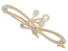 1920s Art Nouveau Diamond Yellow Gold Platinum Set Brooch