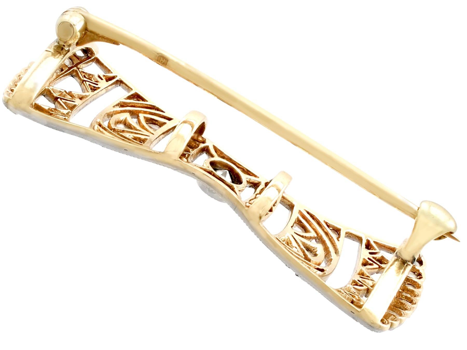 Antique 1920s Austro-Hungarian Diamond and Yellow Gold Bow Brooch In Excellent Condition For Sale In Jesmond, Newcastle Upon Tyne