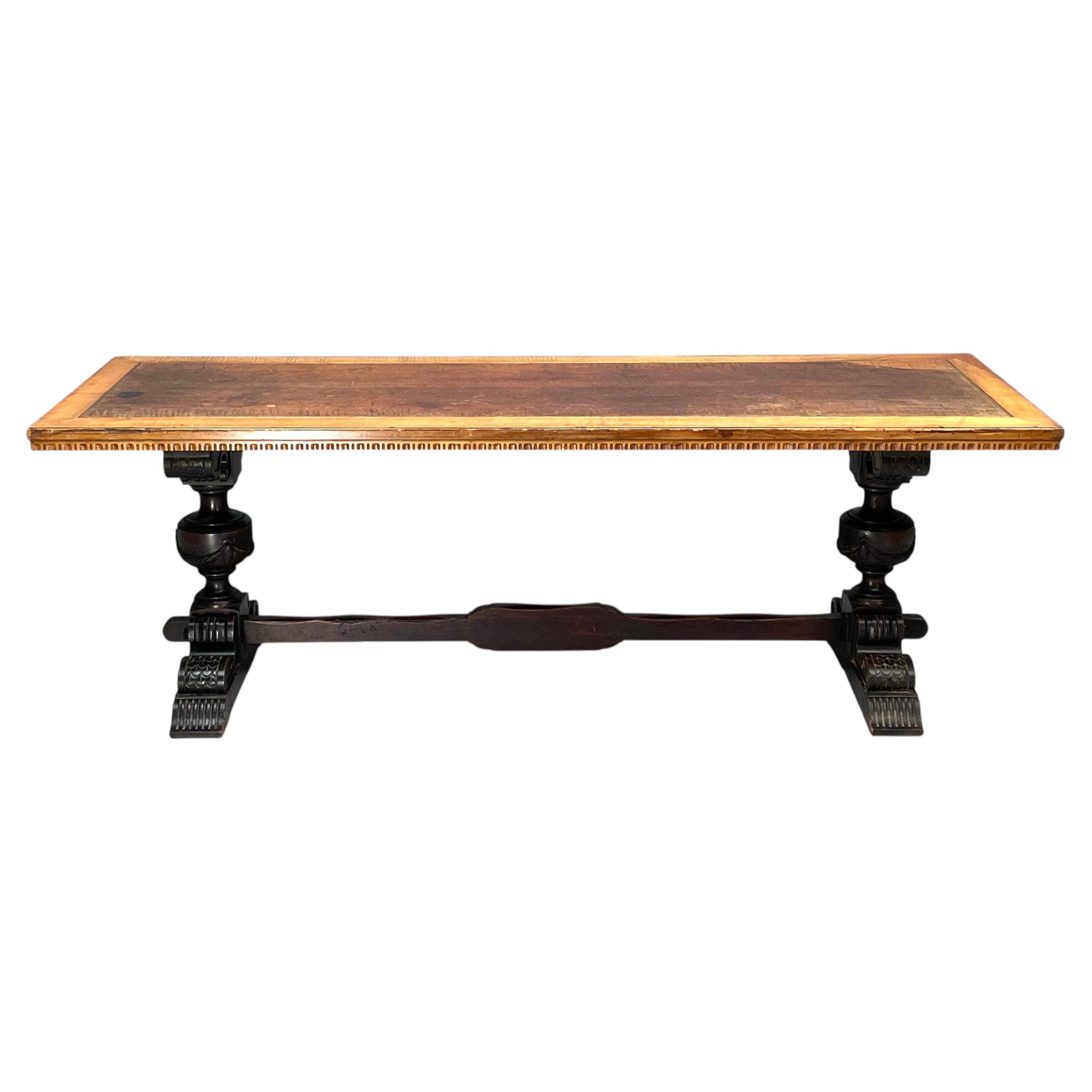 Table Console Gravité Ancienne 1920 Baltimore and Trust Mercantile Console Gravity Table 90". en vente