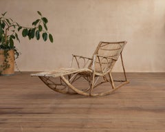 Antique 1920s bamboo lounger, steamer chair