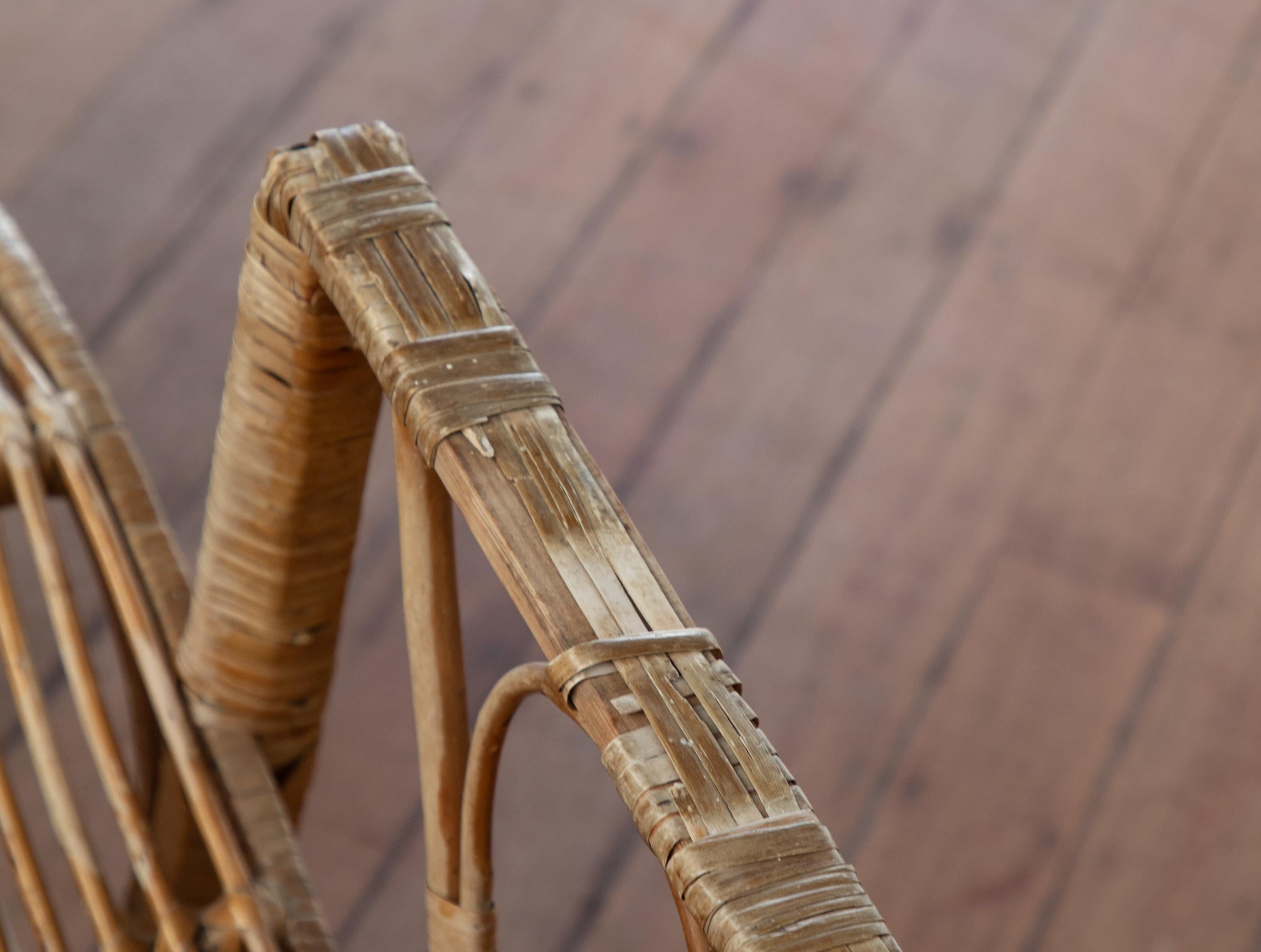 Ancienne chaise longue en bambou des années 1920, chaise à vapeur en vente 1