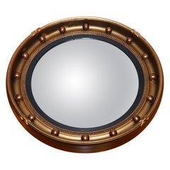 ANTIQUE 1920
S BUTLERS CONVEX GOLD GILT WOOD WALL MIRROR 42 CM DiAMETER