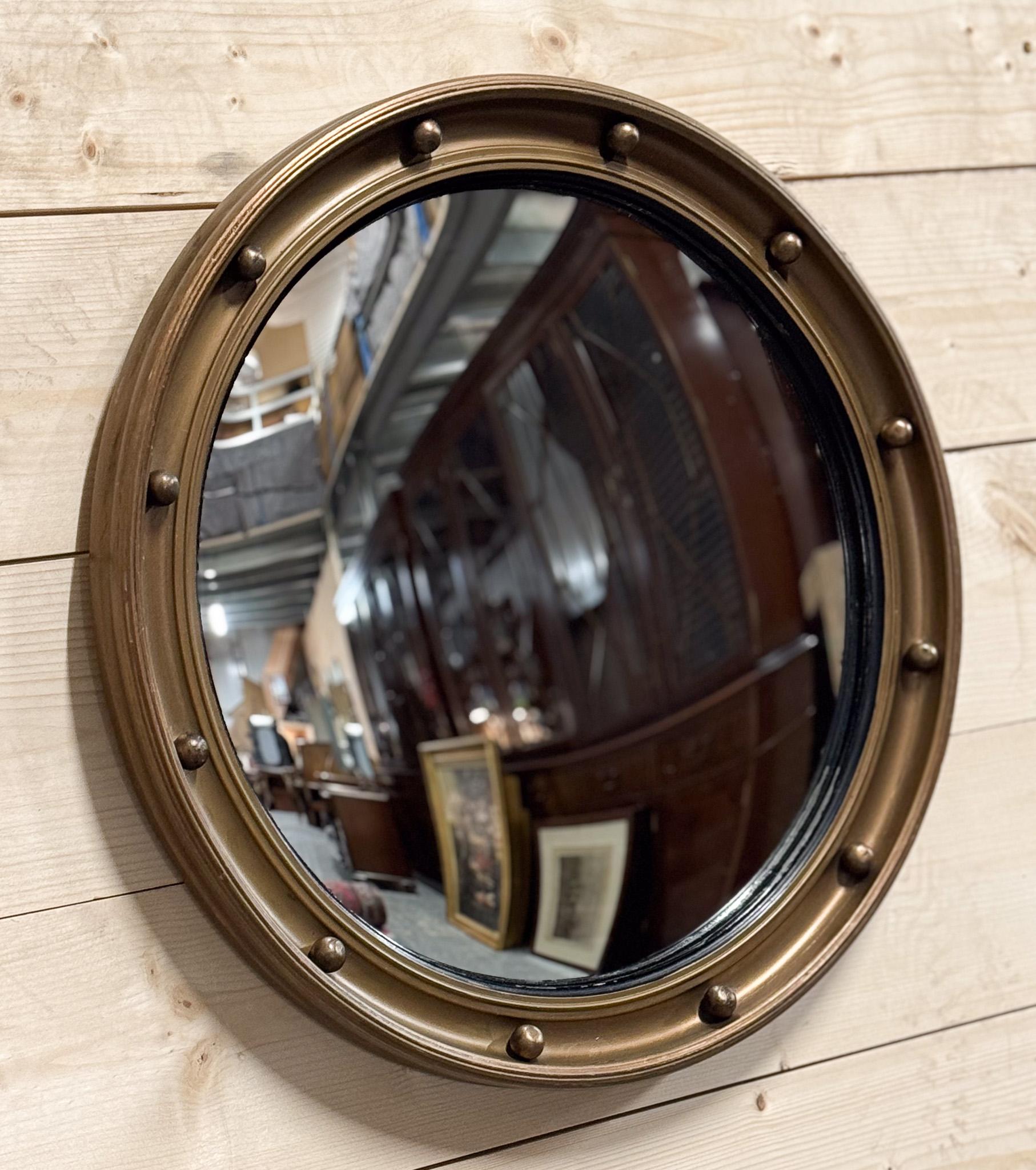 ANTIGUO MiRROR DE PARED DE MADERA CONVEXO DE ORO DORADO DE LOS AÑOS 20 Británico en venta