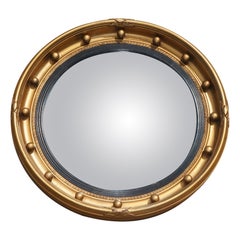 ANTIQUE 1920S BUTLERS CONVEX GOLD GILT WOOD WALL MiRROR