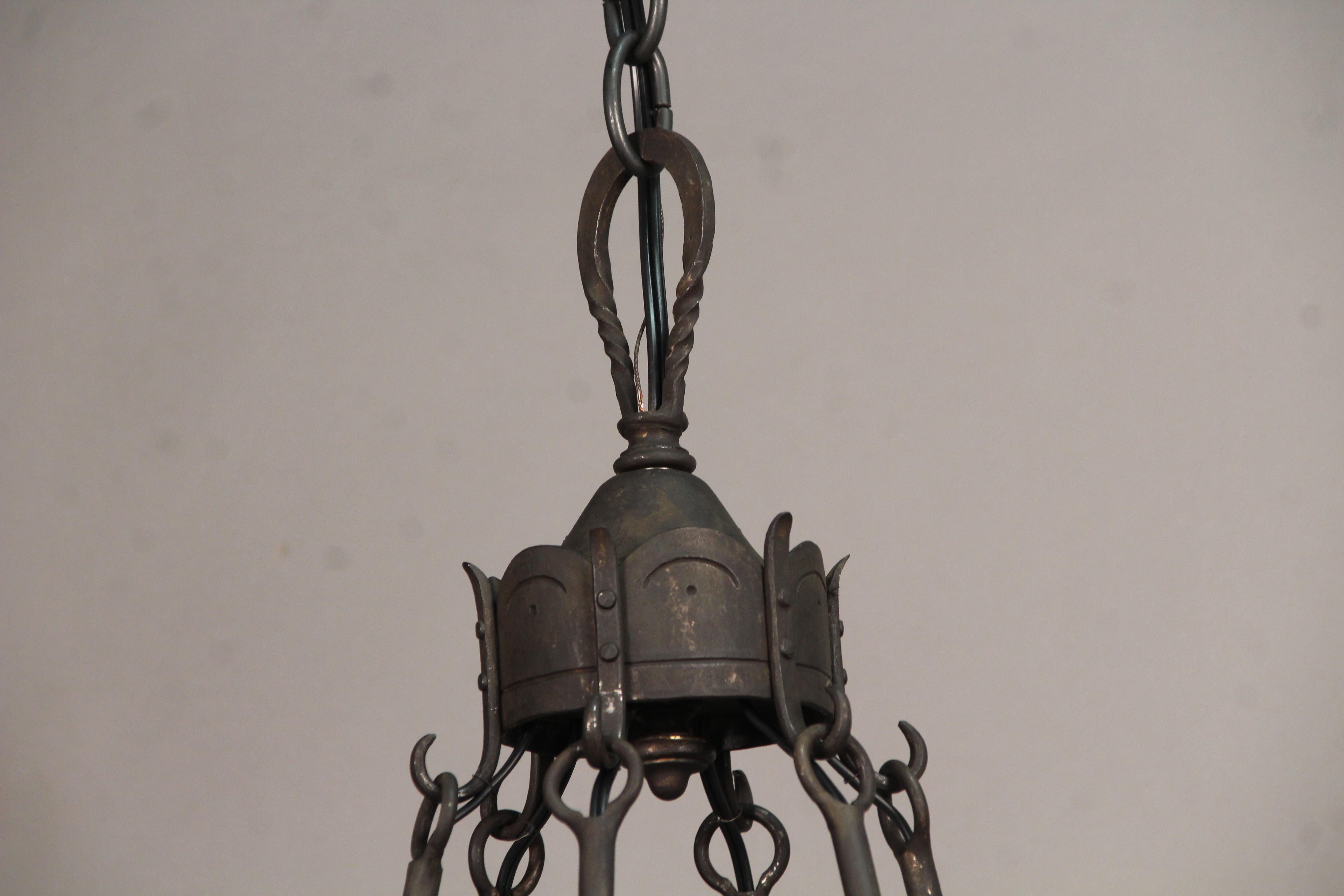 Early 20th Century Antique 1920s Chandelier with Star Pattern