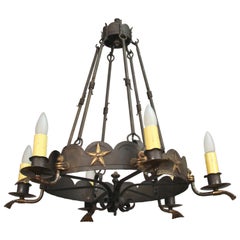 Antique 1920s Chandelier with Star Pattern