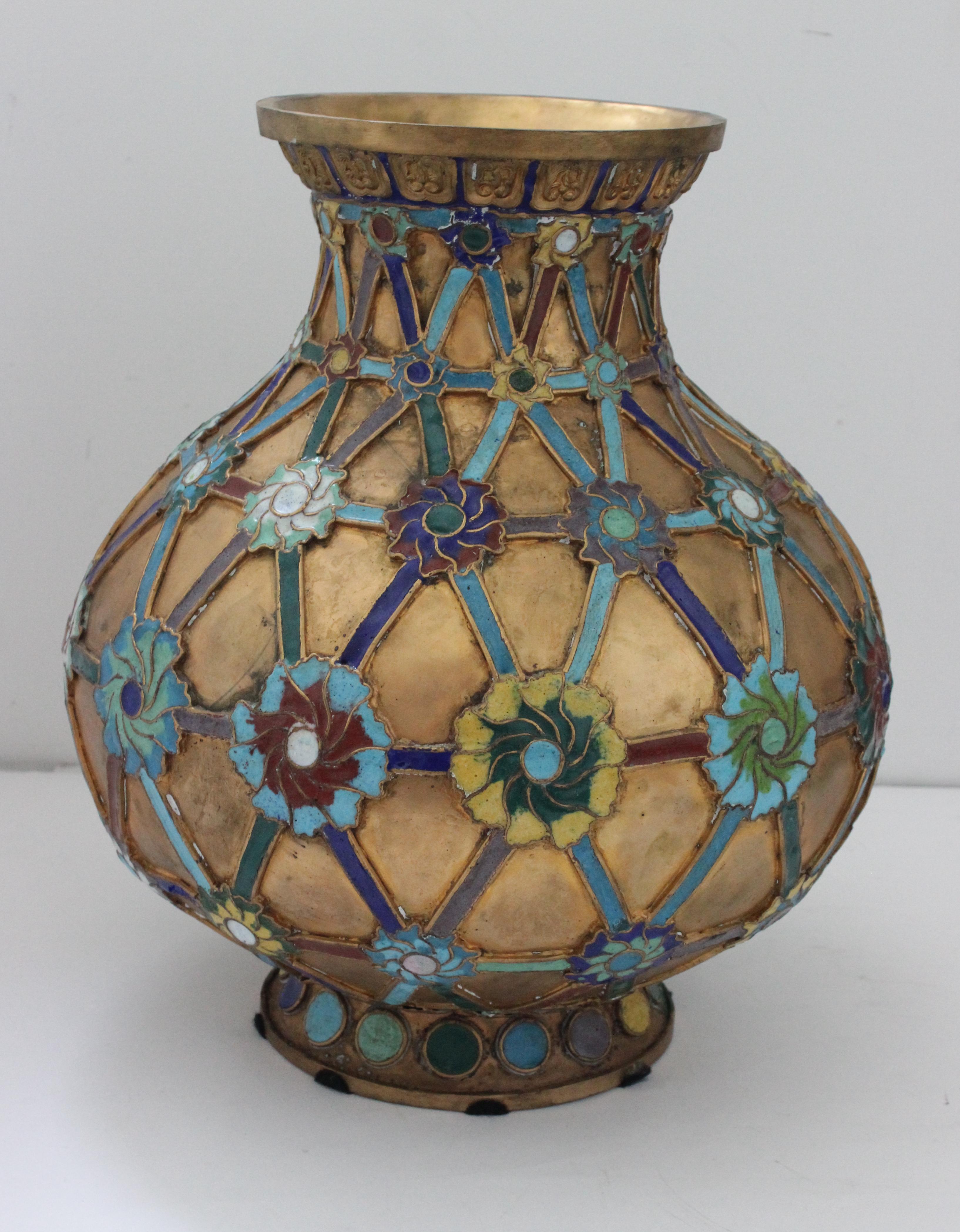 Antique 1920s Chinese Cloisonné Vase 4