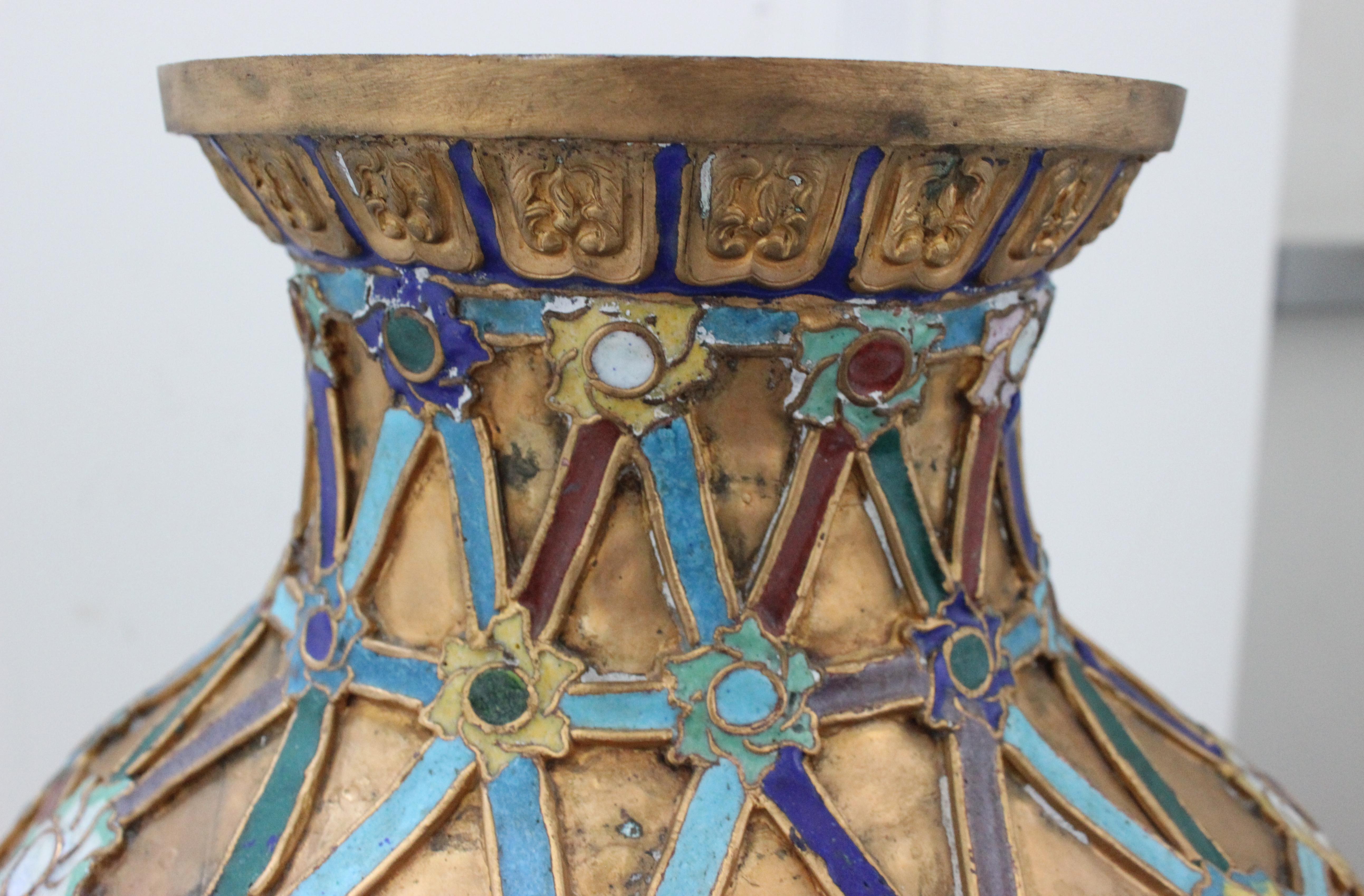 Antike chinesische Cloisonné-Vase aus den 1920er Jahren (Handgefertigt)