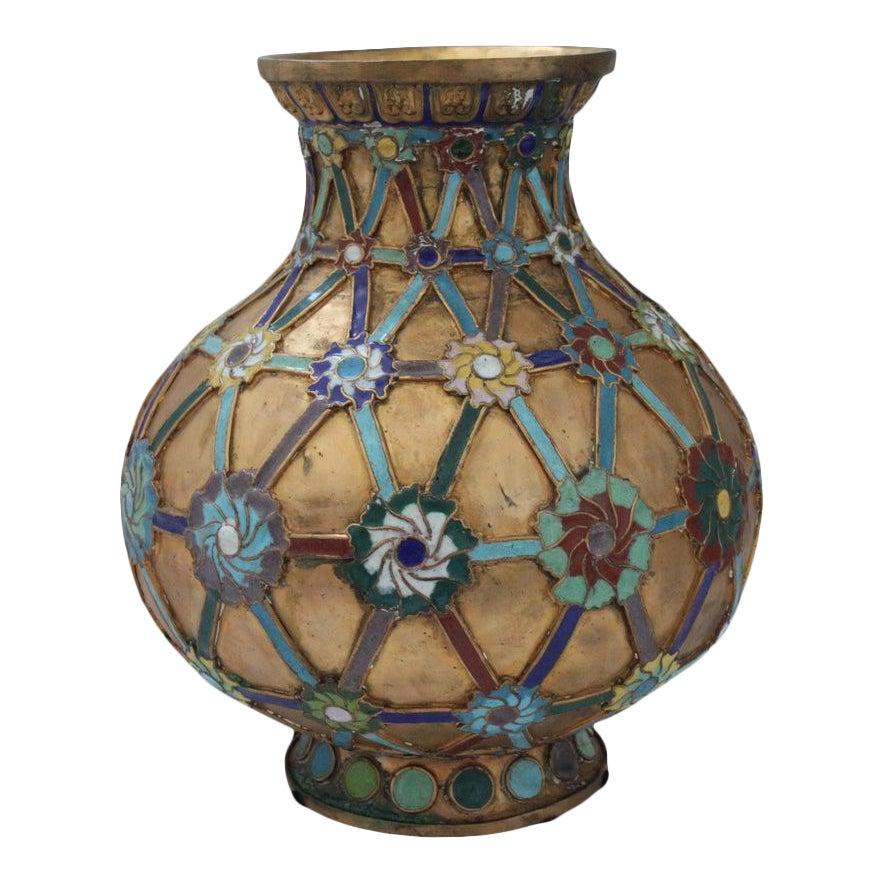 Antique 1920s Chinese Cloisonné Vase