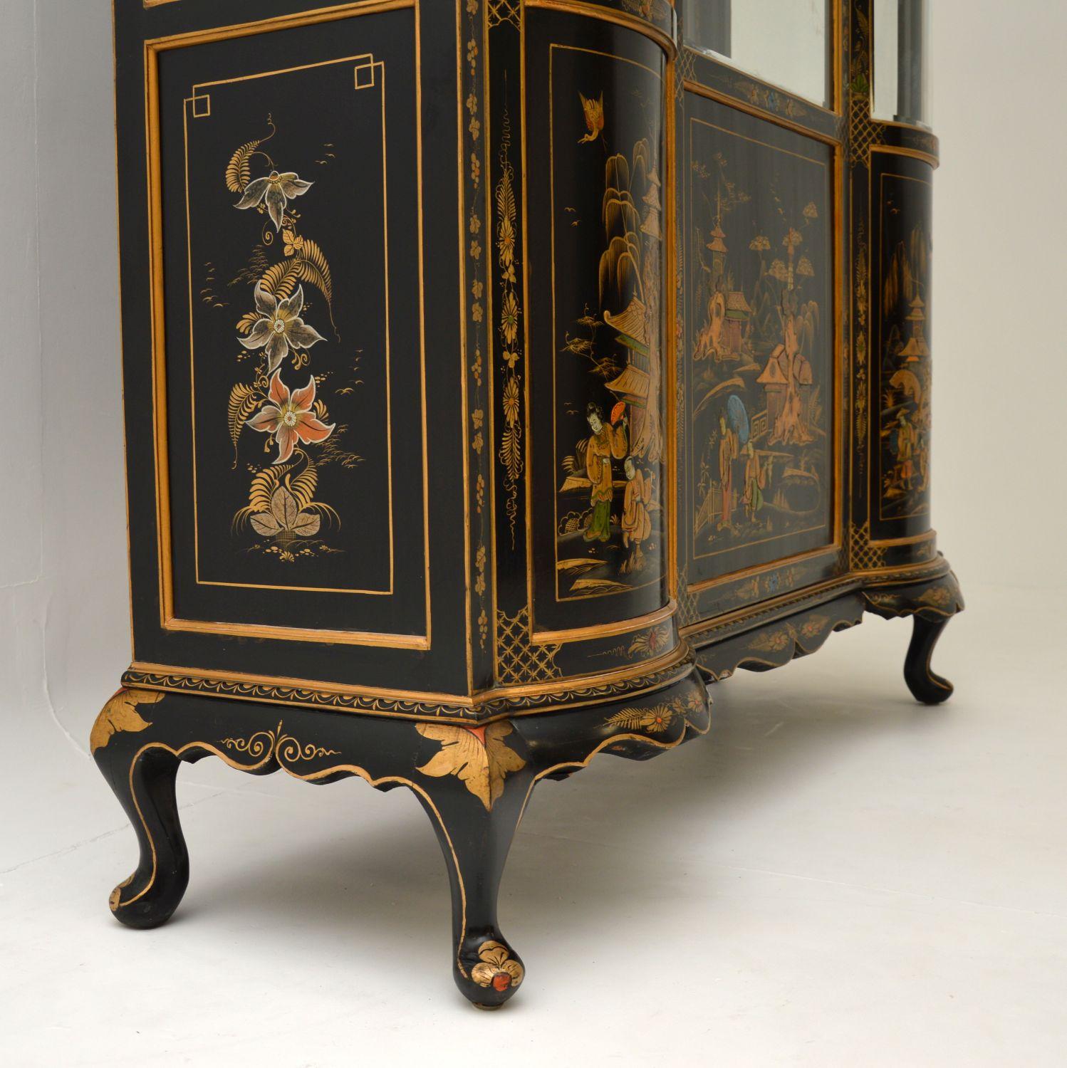 Glass Antique 1920’s Chinoiserie Display Cabinet