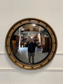 ANTIQUE 1920's CONVEX GOLD GILTWOOD BEVELLED MIRROR