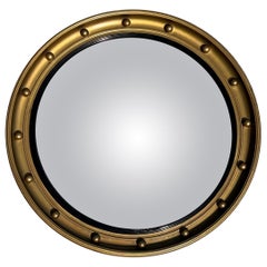 ANTIQUE 1920's CONVEX GOLD GILTWOOD BEVELLED MIRROR