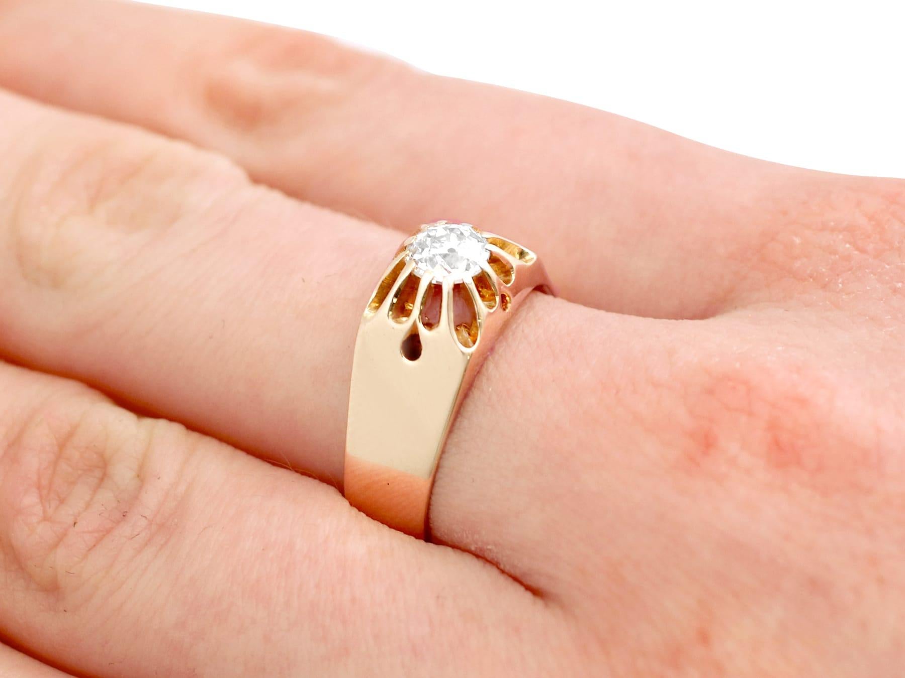 Antique 1920s Diamond and Rose Gold Solitaire Ring For Sale 1