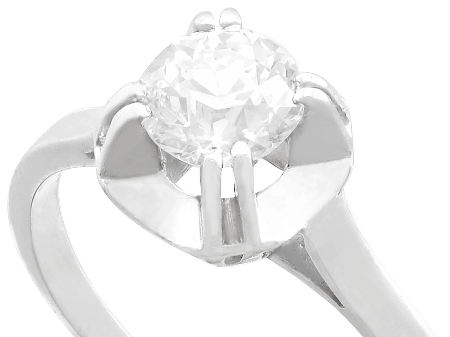 Round Cut Antique 1920s Diamond and White Gold with Platinum Set Solitaire Ring For Sale