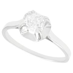 Antique 1920s Diamond and White Gold with Platinum Set Solitaire Ring