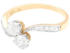 Antique 1920s Diamond and Yellow Gold Platinum Set Twist Engagement Ring