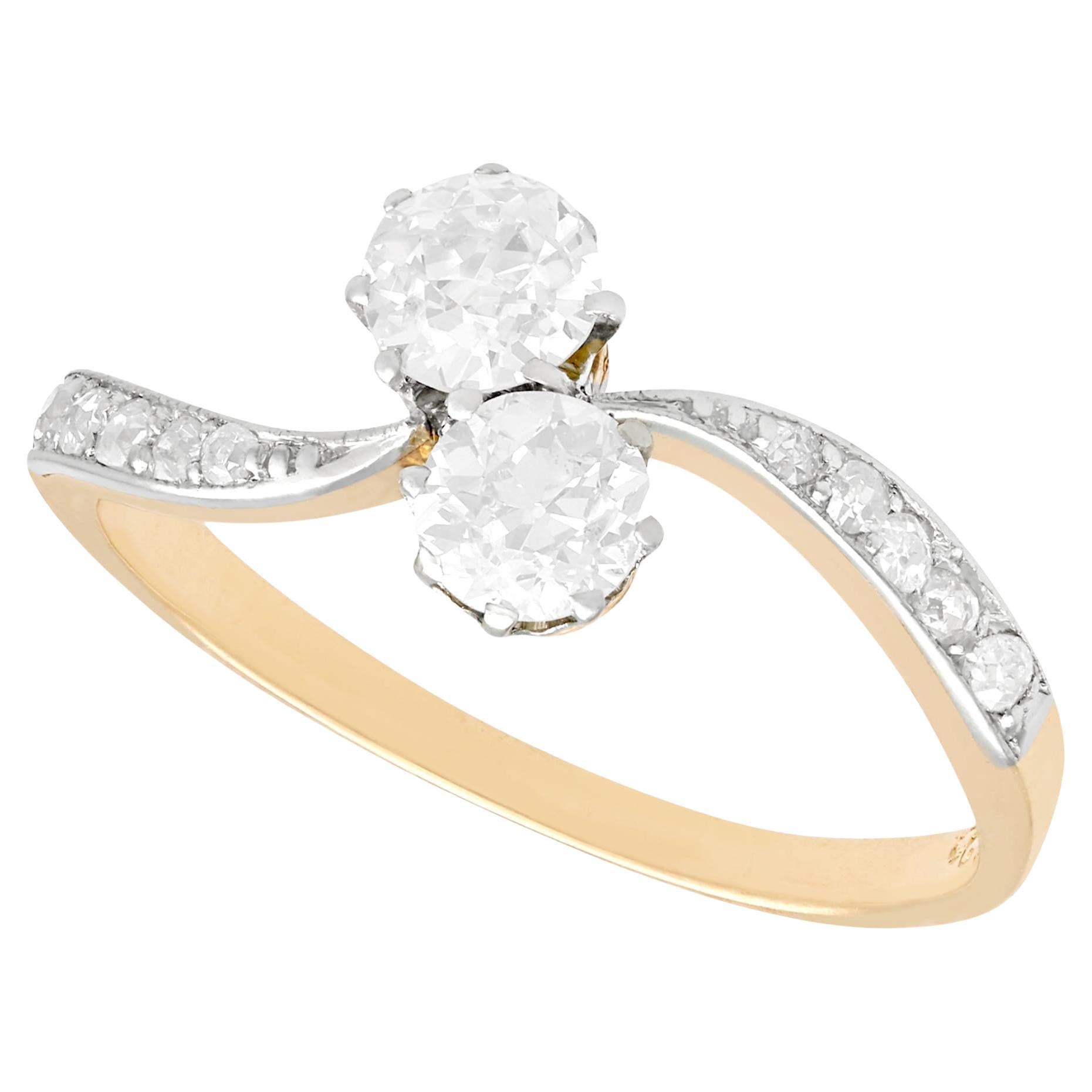 Antiker Twist-Ring aus Gelbgold und Platin mit Diamanten aus den 1920er Jahren im Angebot