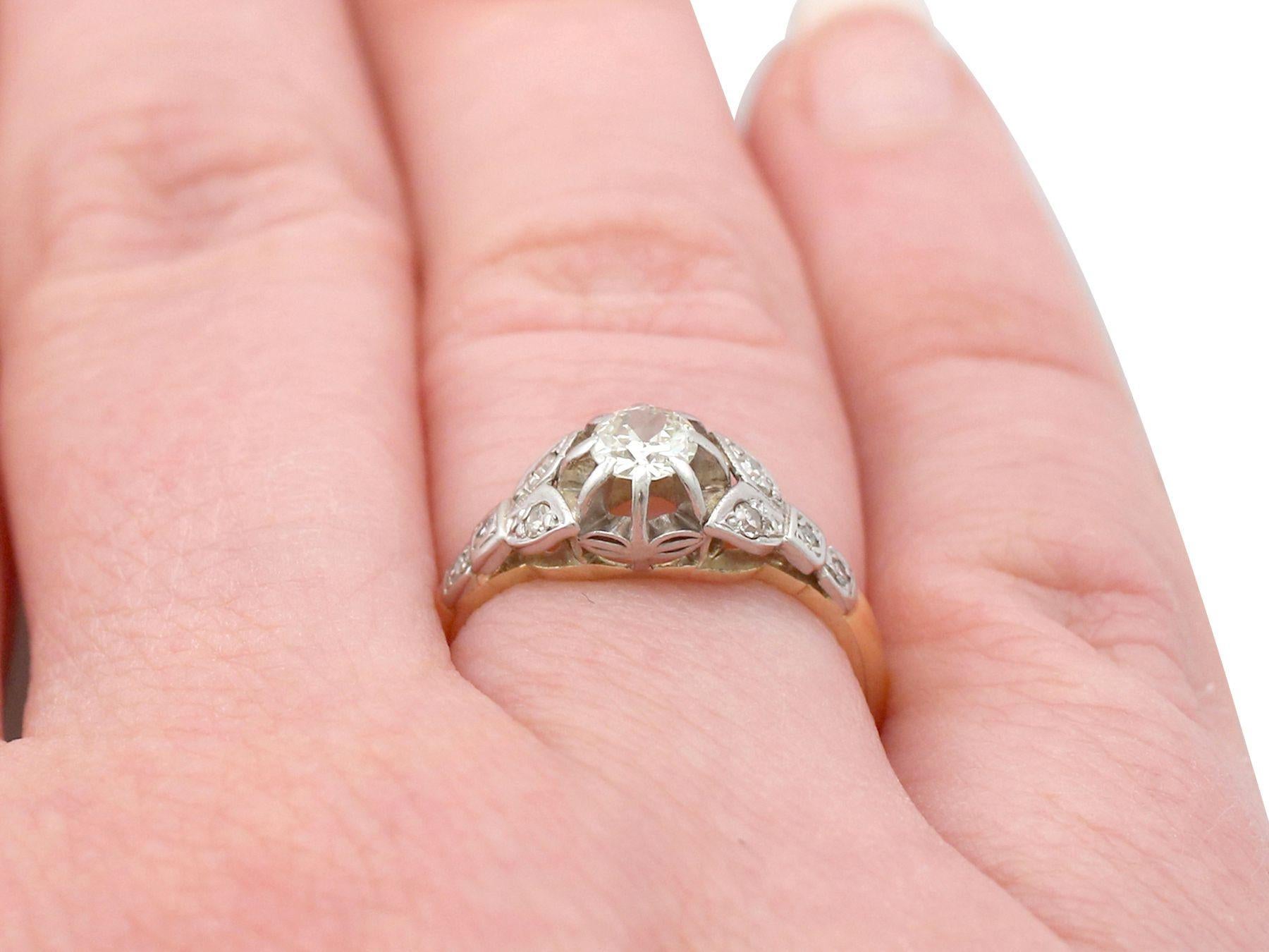 Antique 1920s Diamond and Yellow Gold Solitaire Engagement Ring For Sale 1