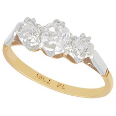 Antique 1920s Diamond and Yellow Gold Three-Stone Engagement Ring