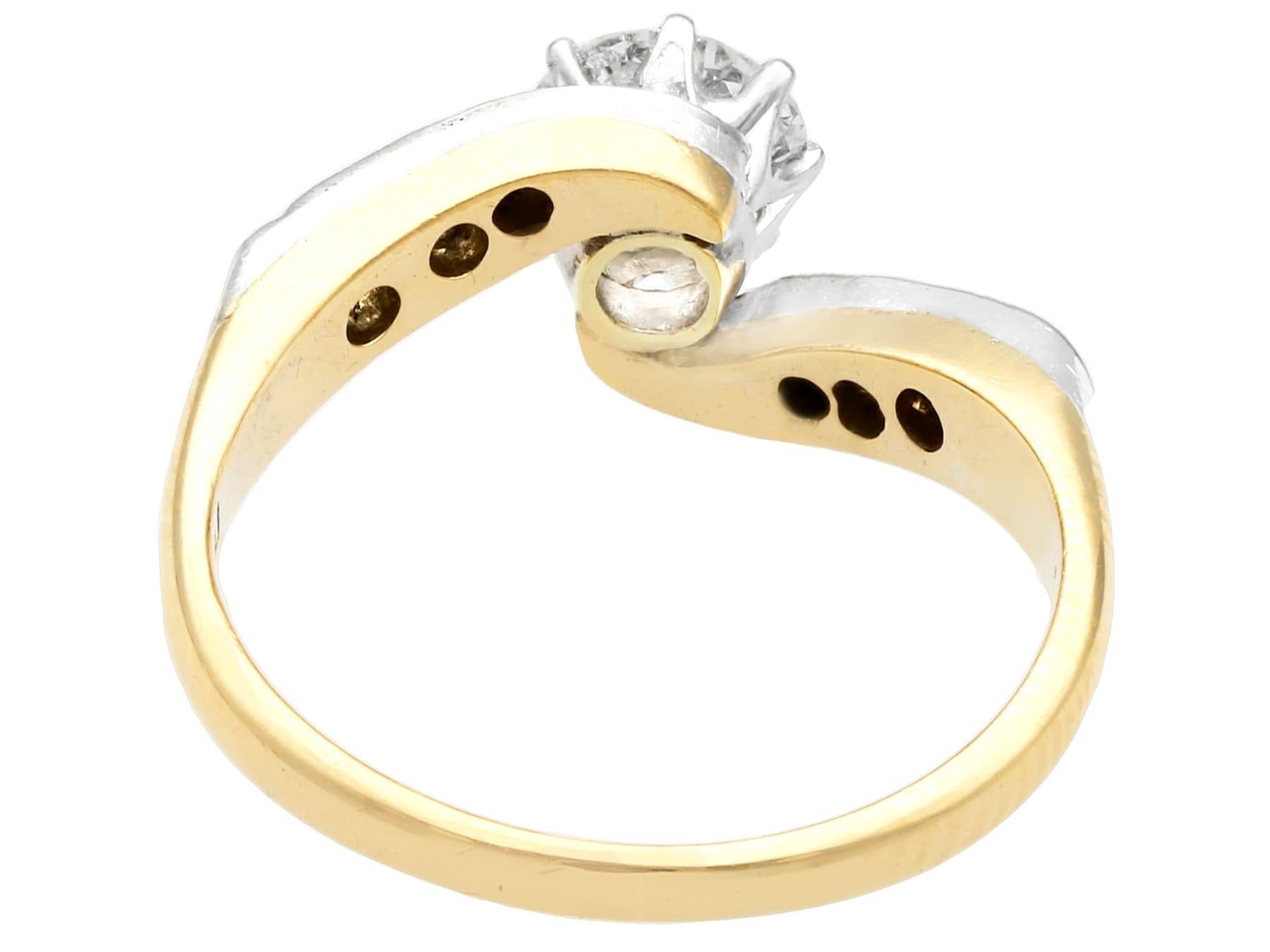 Round Cut Antique 1920s Diamond and Yellow Gold Twist Ring For Sale