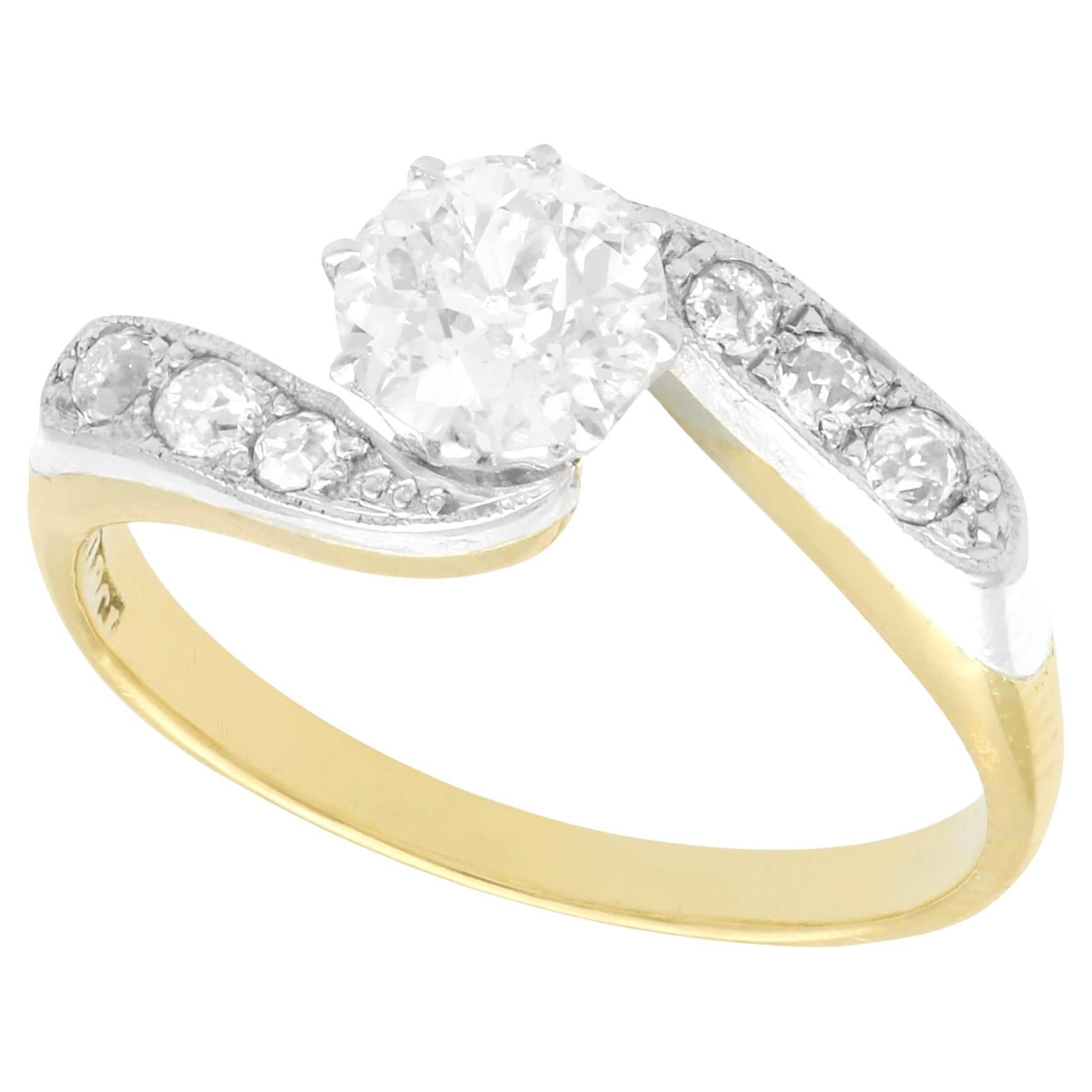 Antik 1920er Jahre Diamant und Gelbgold Twist Ring