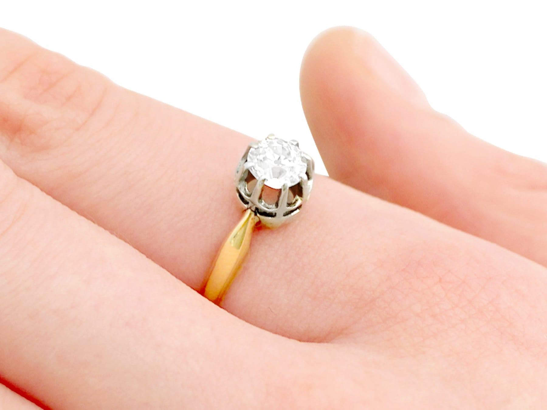 Round Cut Antique 1920s Diamond Gold Solitaire Engagement Ring For Sale