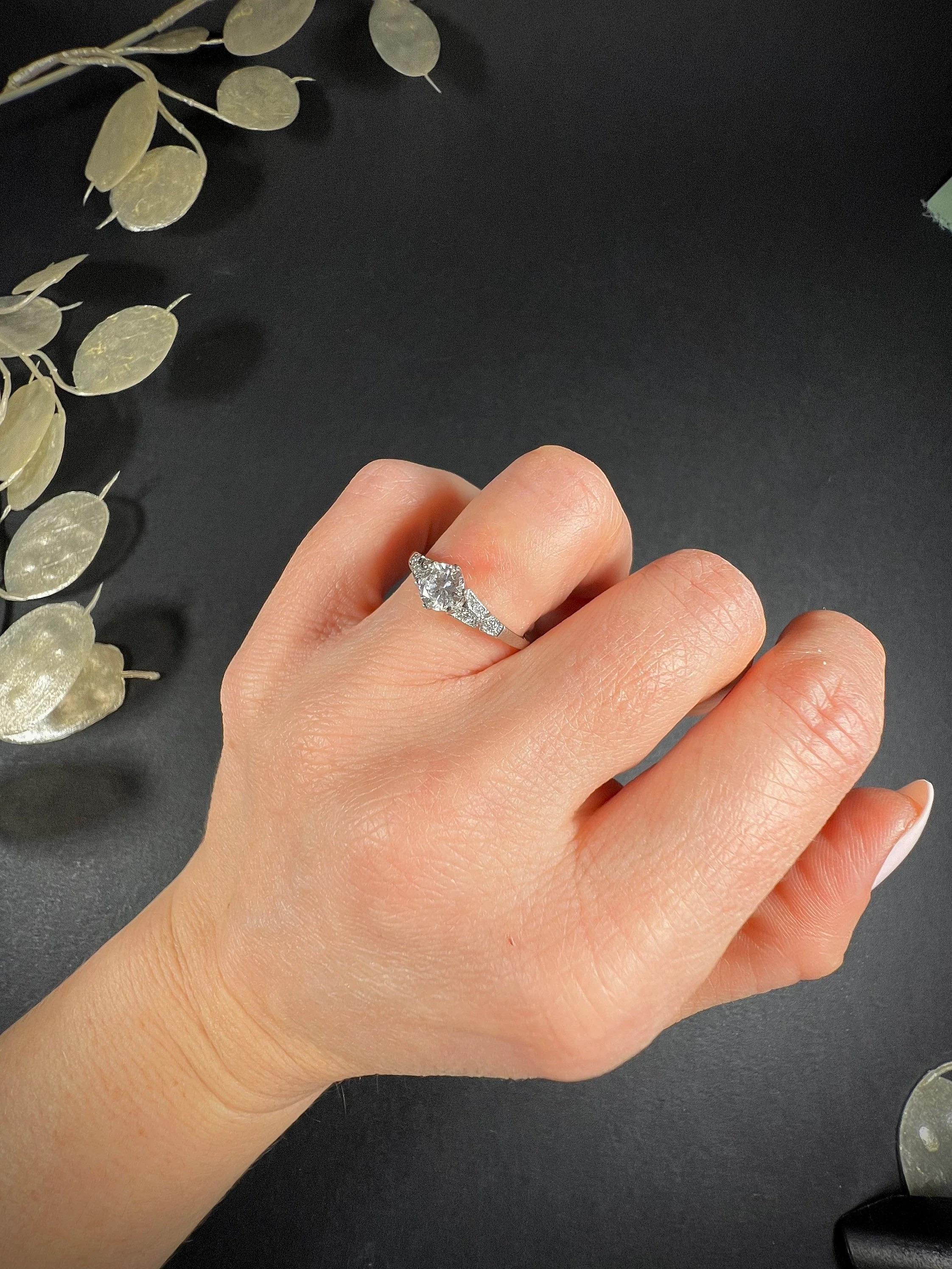 Antique 1920’s Diamond, in Platinum Engagement Ring Mount 0.50 Carat For Sale 2