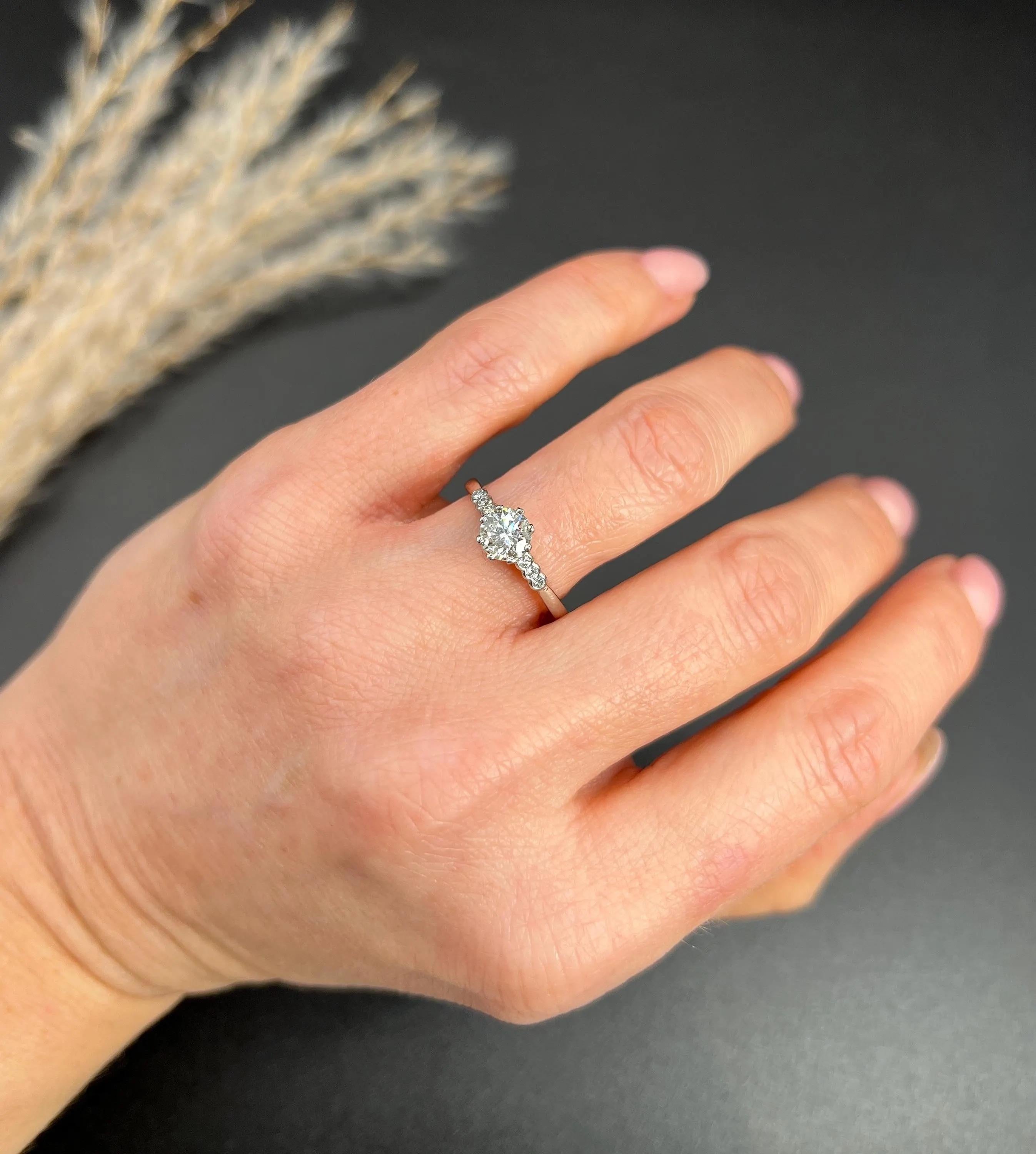 Women's or Men's Antique 1920s Diamonds 0.95ct Total Set in New Platinum Engagement Ring Mount For Sale