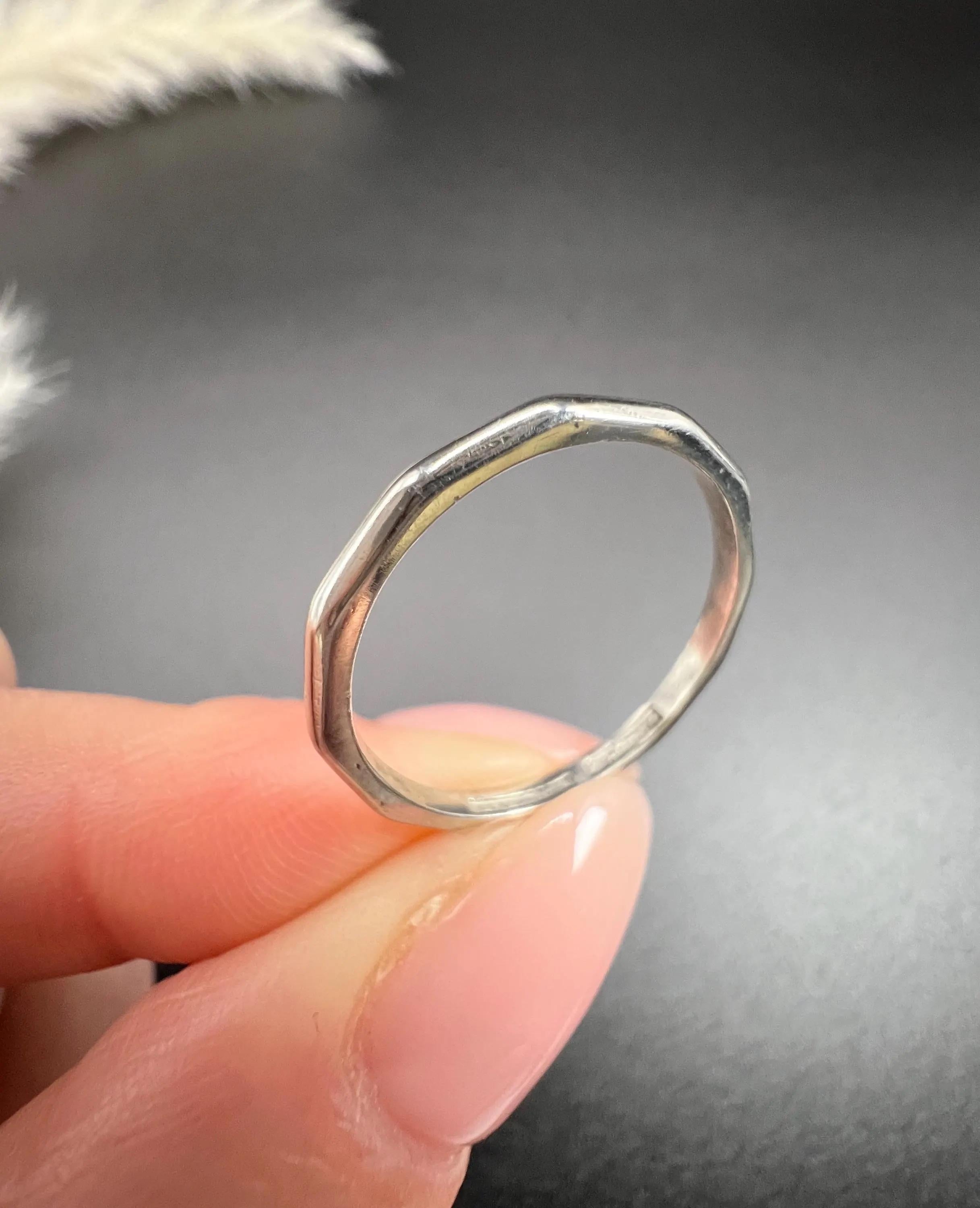 Antique 1920s, Dodecagon Platinum Band Ring 4