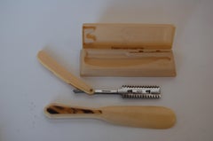 Antique 1920s Durham Duplex Straight Razor French Ivory Celluloid