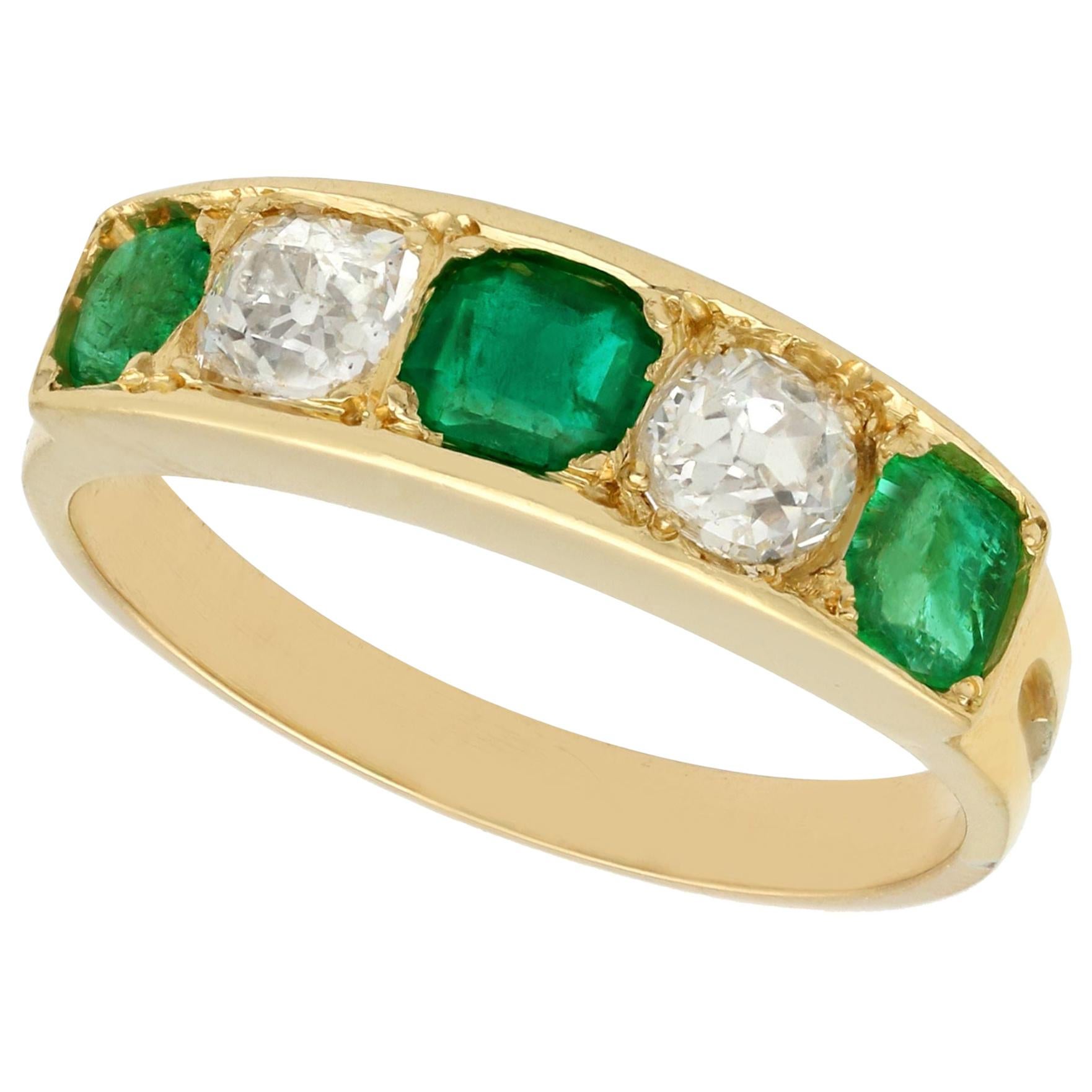 Antique 1920s Emerald and Diamond Yellow Gold Ring