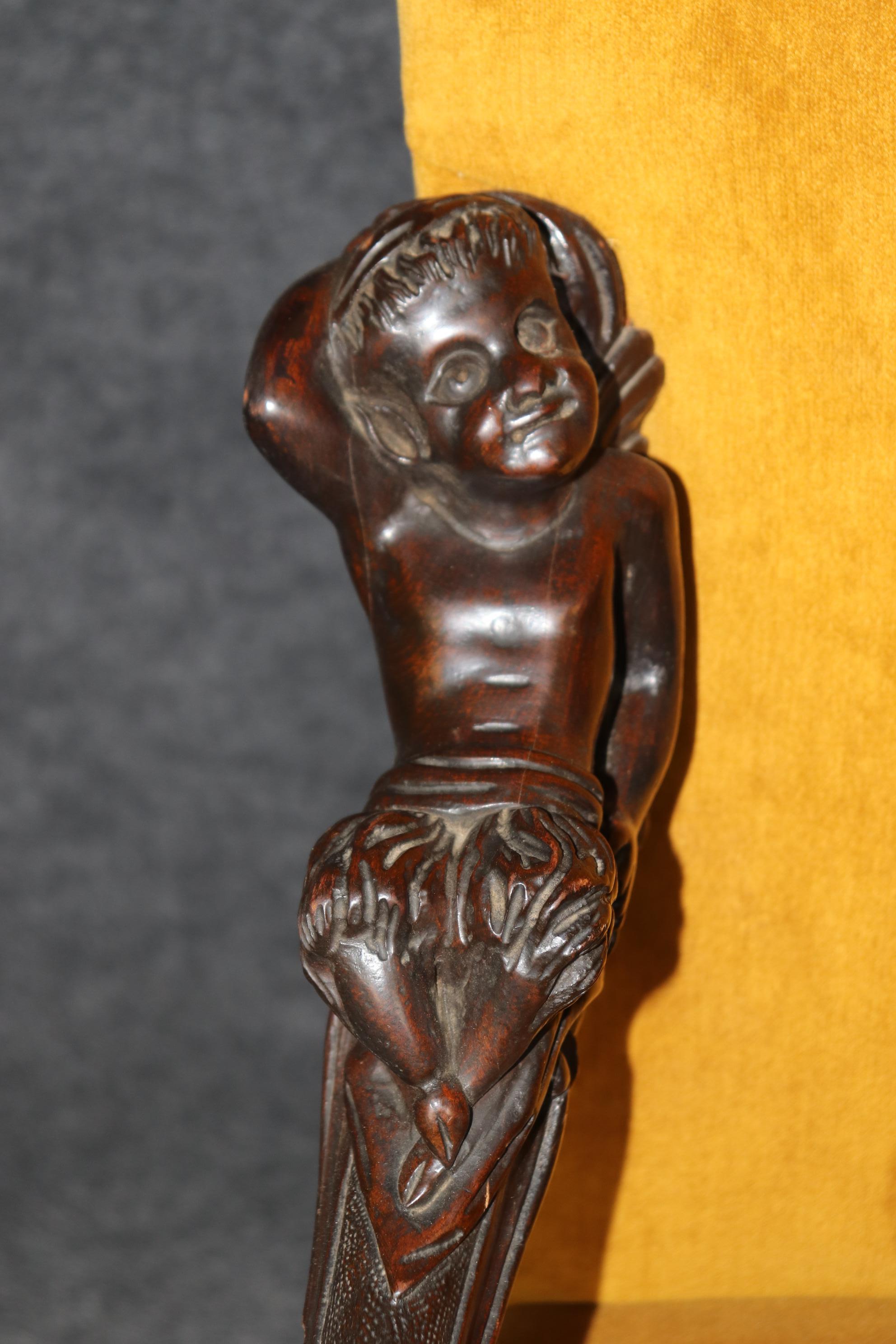 Antique 1920s era Figural Carved Mahogany Throne Chair Manner Andrea Brustolon 3