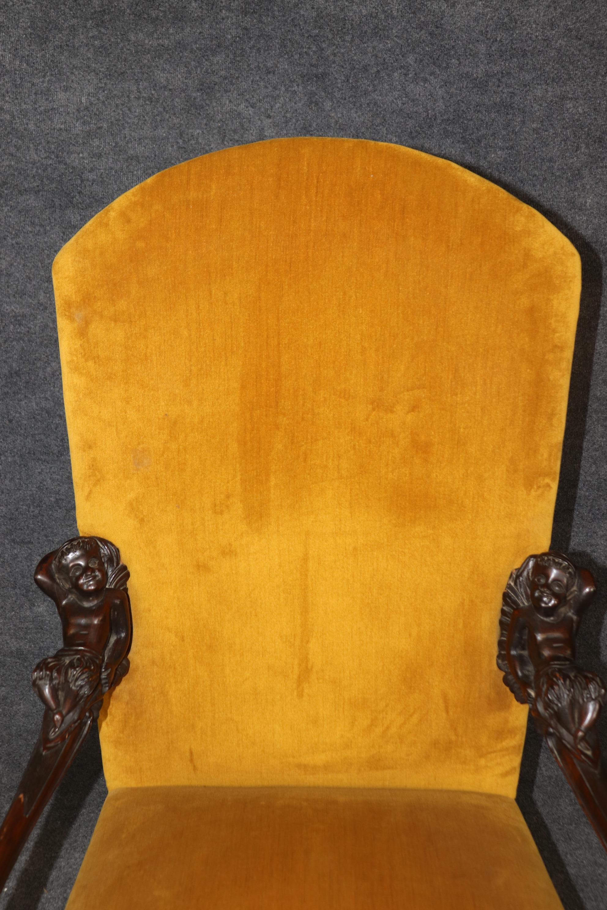 Antique 1920s era Figural Carved Mahogany Throne Chair Manner Andrea Brustolon 10