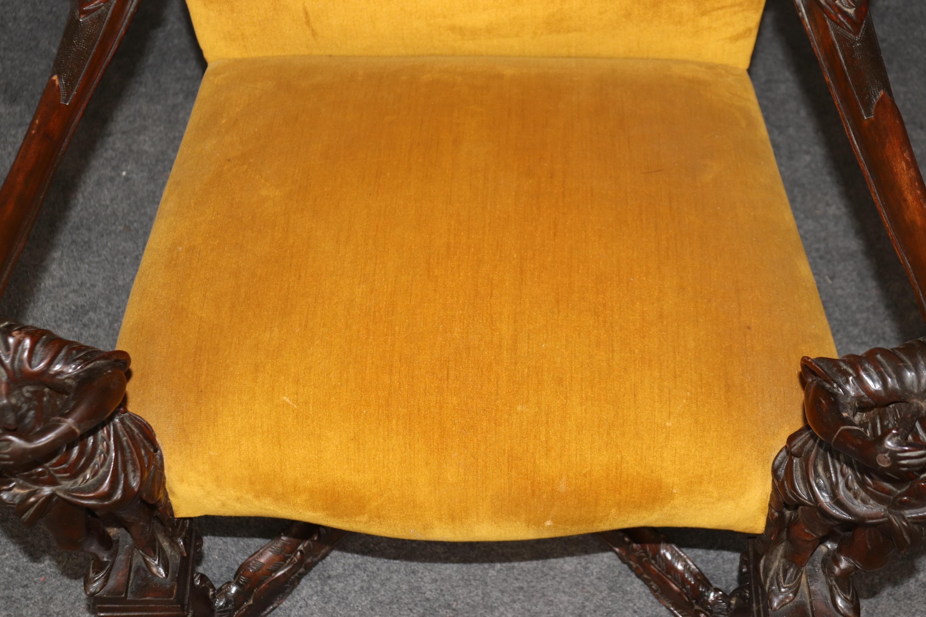 Antique 1920s era Figural Carved Mahogany Throne Chair Manner Andrea Brustolon 11