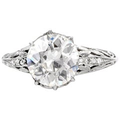 Antique 1920s European Cut Diamond Filigree Platinum Engagement Ring