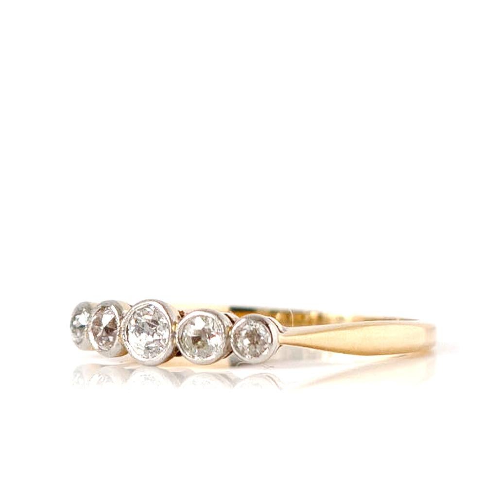 Women's Antique 1920s Five Stone 18ct Gold Platinum 0.25ct Diamond Ring  For Sale
