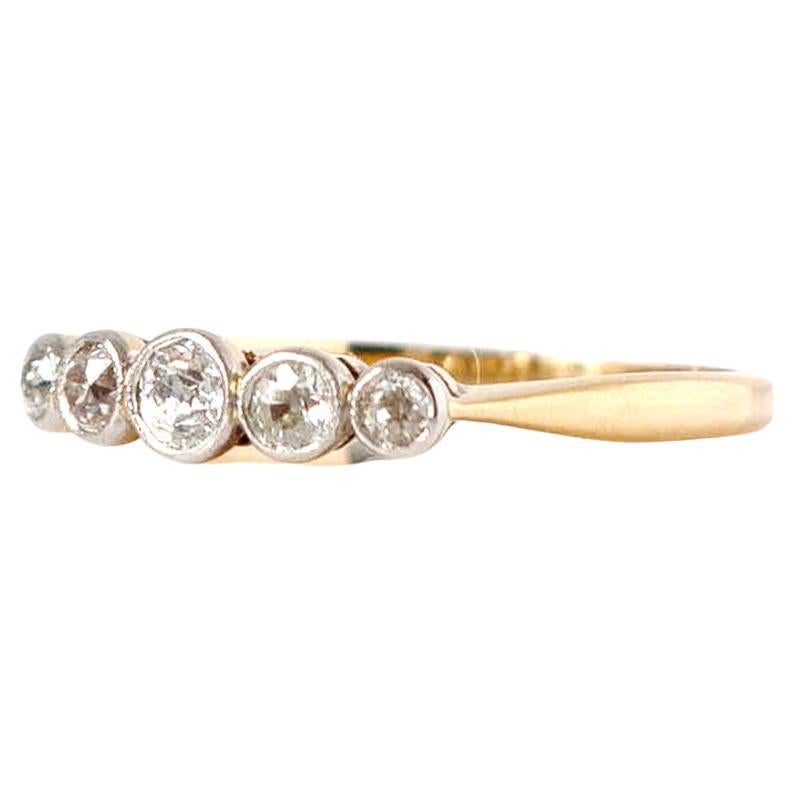 Antique 1920s Five Stone 18ct Gold Platinum 0.25ct Diamond Ring  For Sale