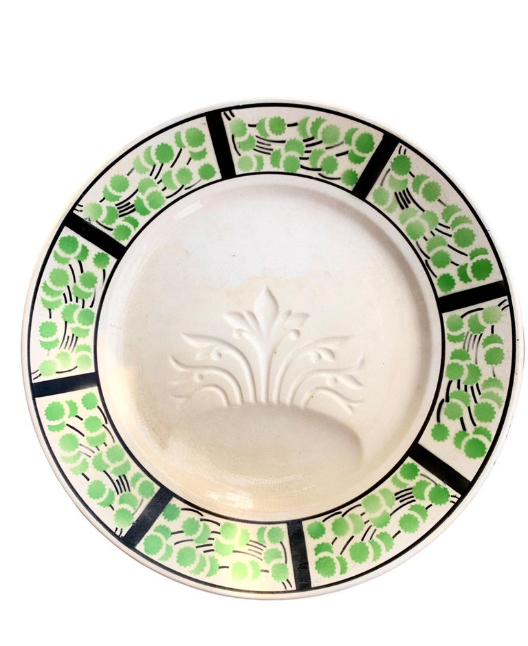 Antique 1920's French Art Deco Faience Asparagus Plates & Serving Platter For Sale 7