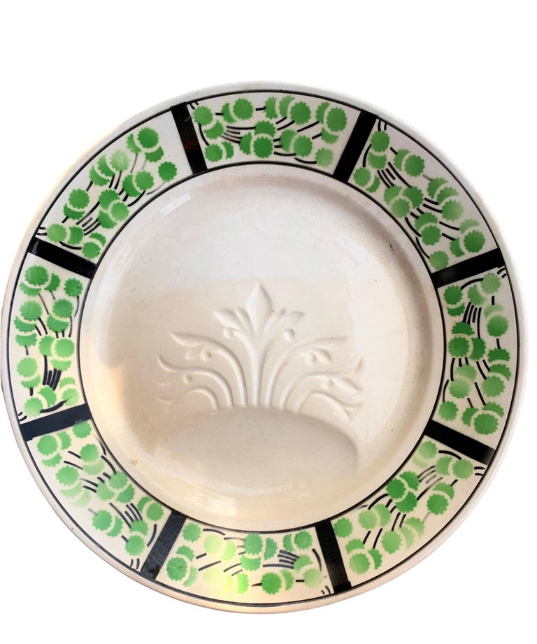 Antique 1920's French Art Deco Faience Asparagus Plates & Serving Platter For Sale 8