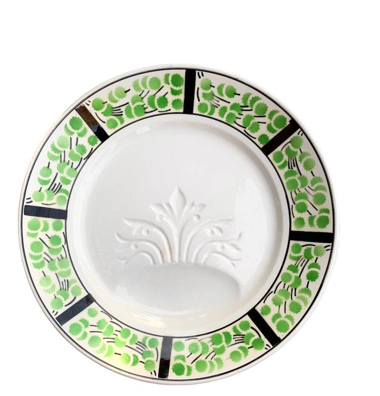 Antique 1920's French Art Deco Faience Asparagus Plates & Serving Platter For Sale 10