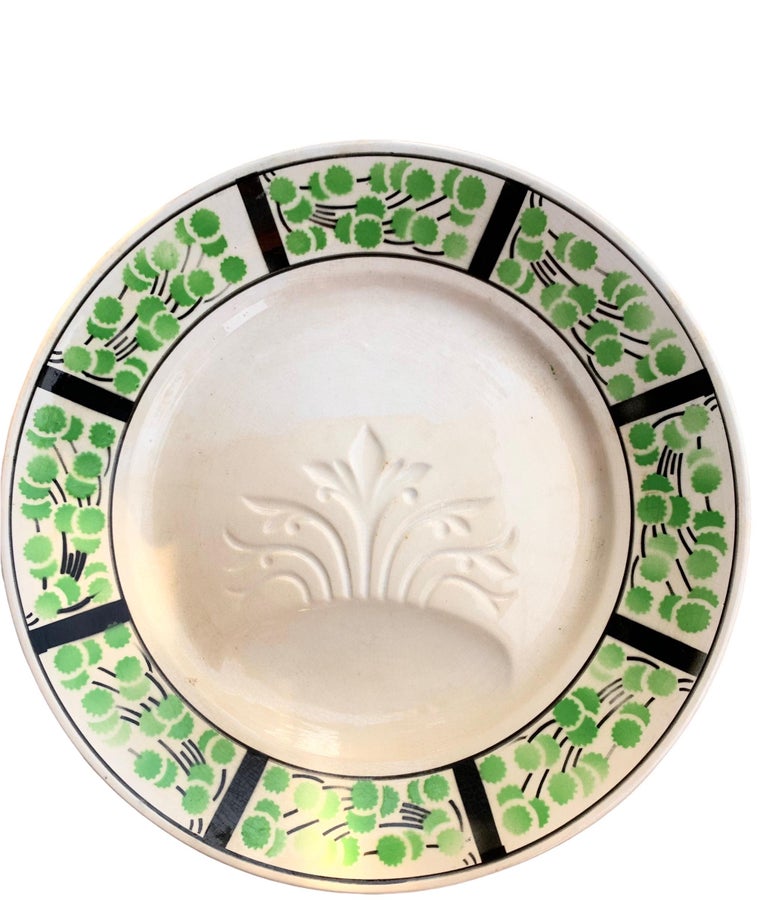 Antique 1920's French Art Deco Faience Asparagus Plates & Serving Platter For Sale 4