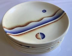 Antike französische Art-déco-Porzellanteller aus den 1920er Jahren – 6er-Set