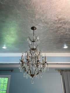 Antique 1920s French Louis XVI Gilt Bronze Crystal Chandelier