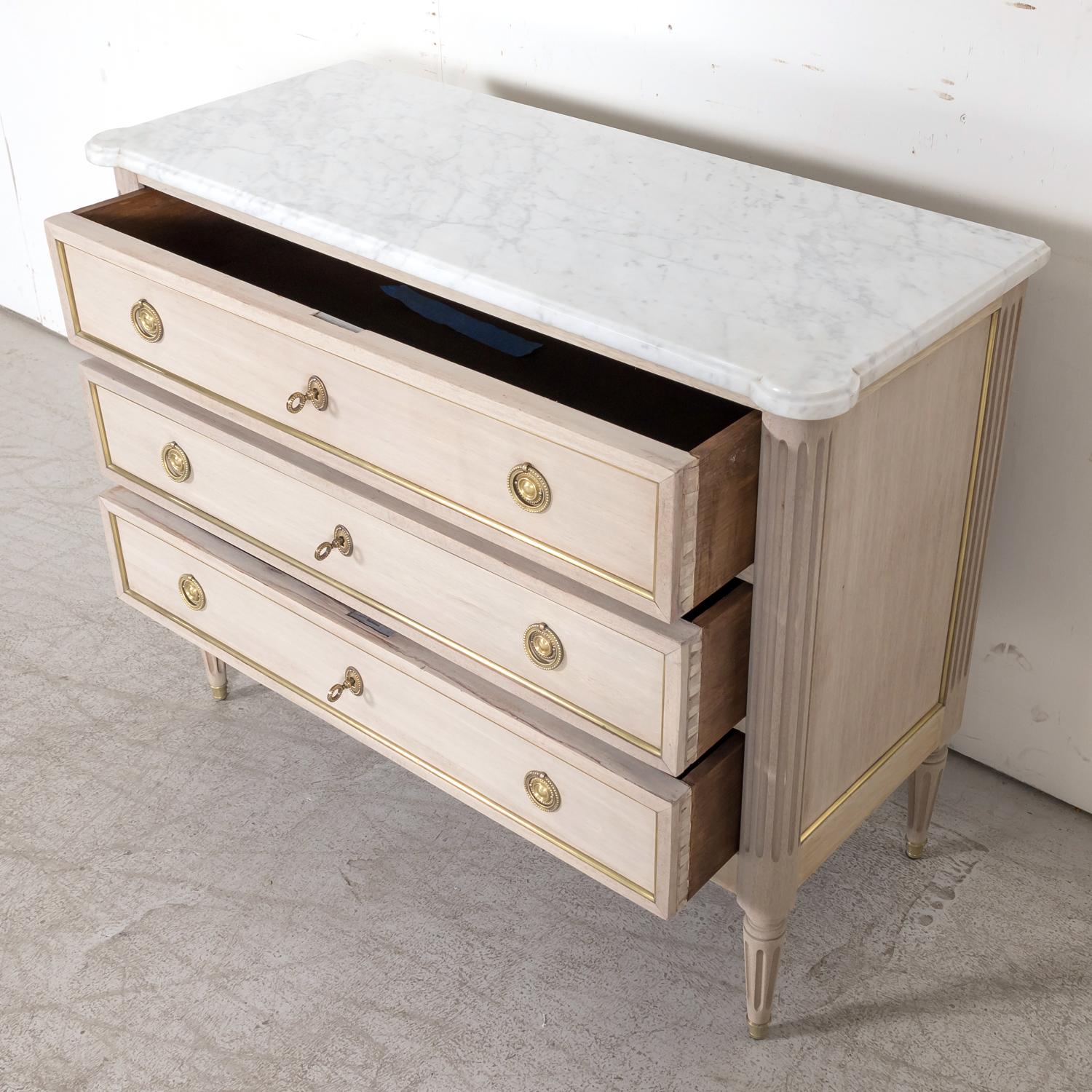 Antique 1920s French Louis XVI Style Bleached Mahogany Commode with Marble Top 5