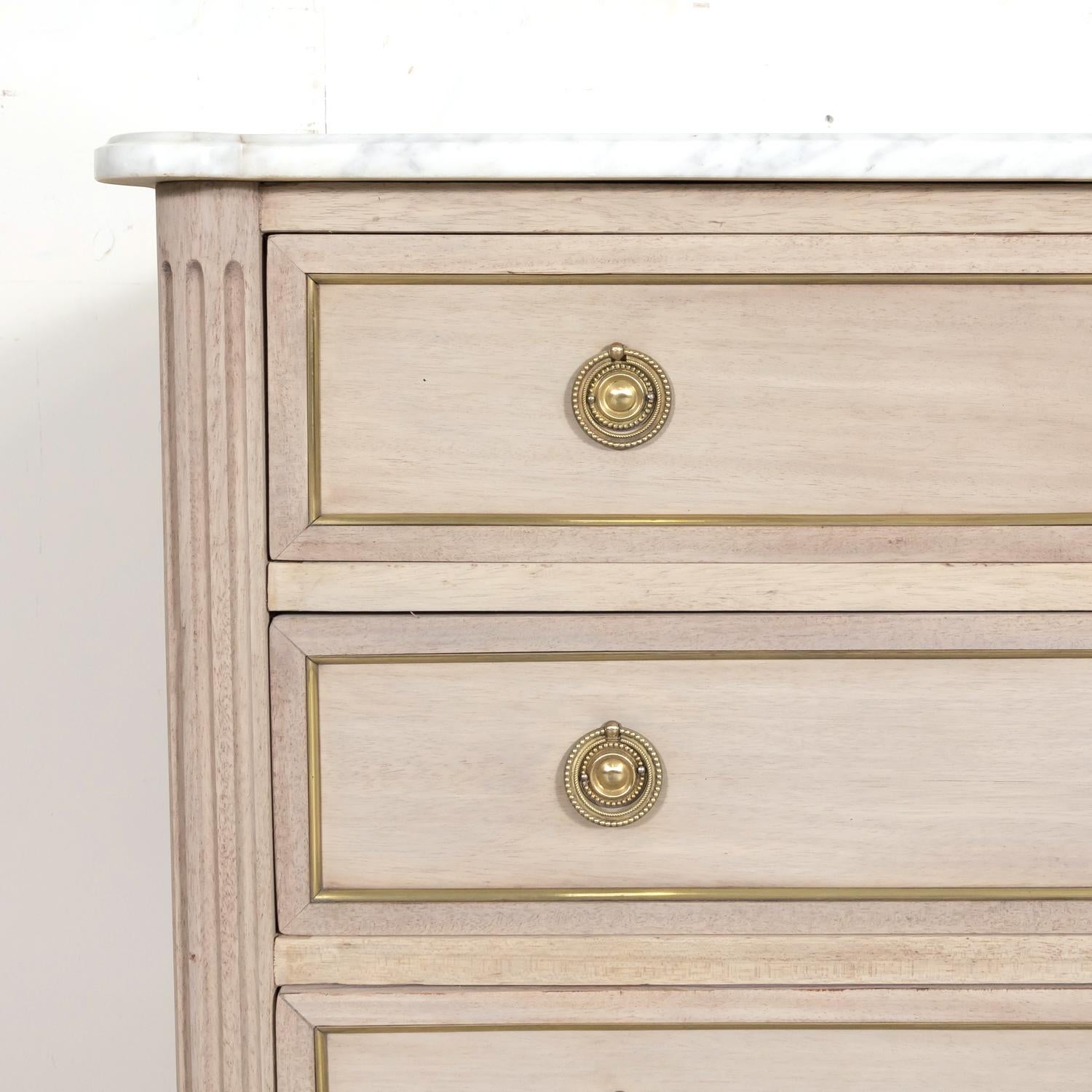 Antique 1920s French Louis XVI Style Bleached Mahogany Commode with Marble Top 6