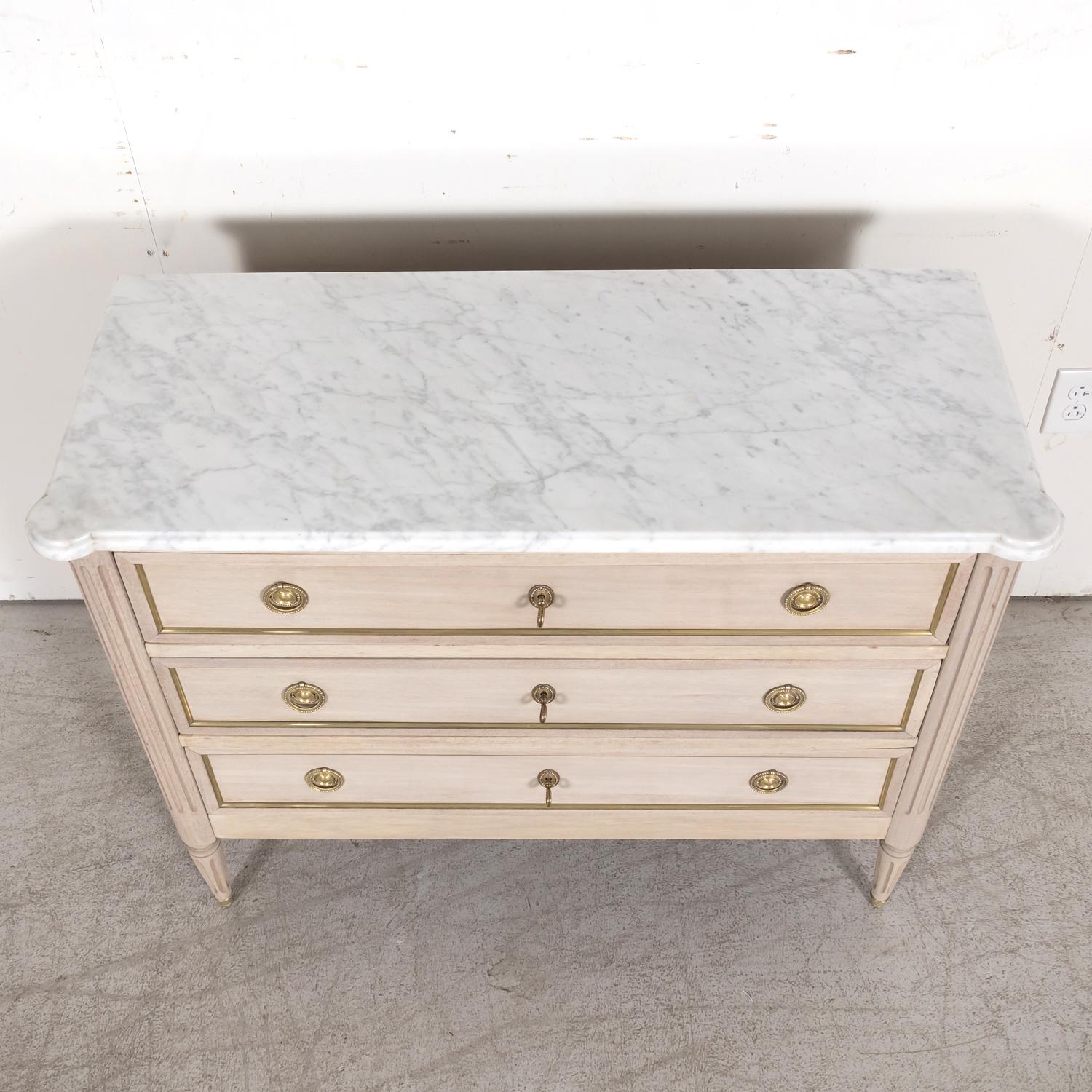 Antique 1920s French Louis XVI Style Bleached Mahogany Commode with Marble Top 2