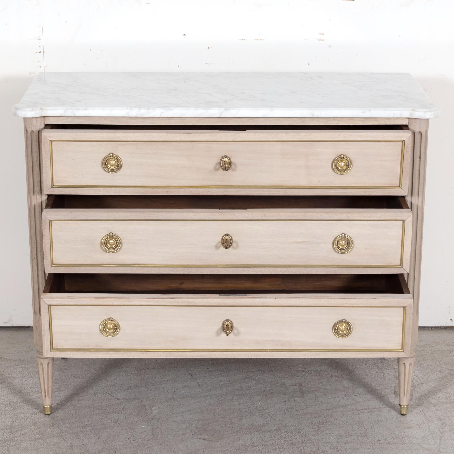 Antique 1920s French Louis XVI Style Bleached Mahogany Commode with Marble Top 3