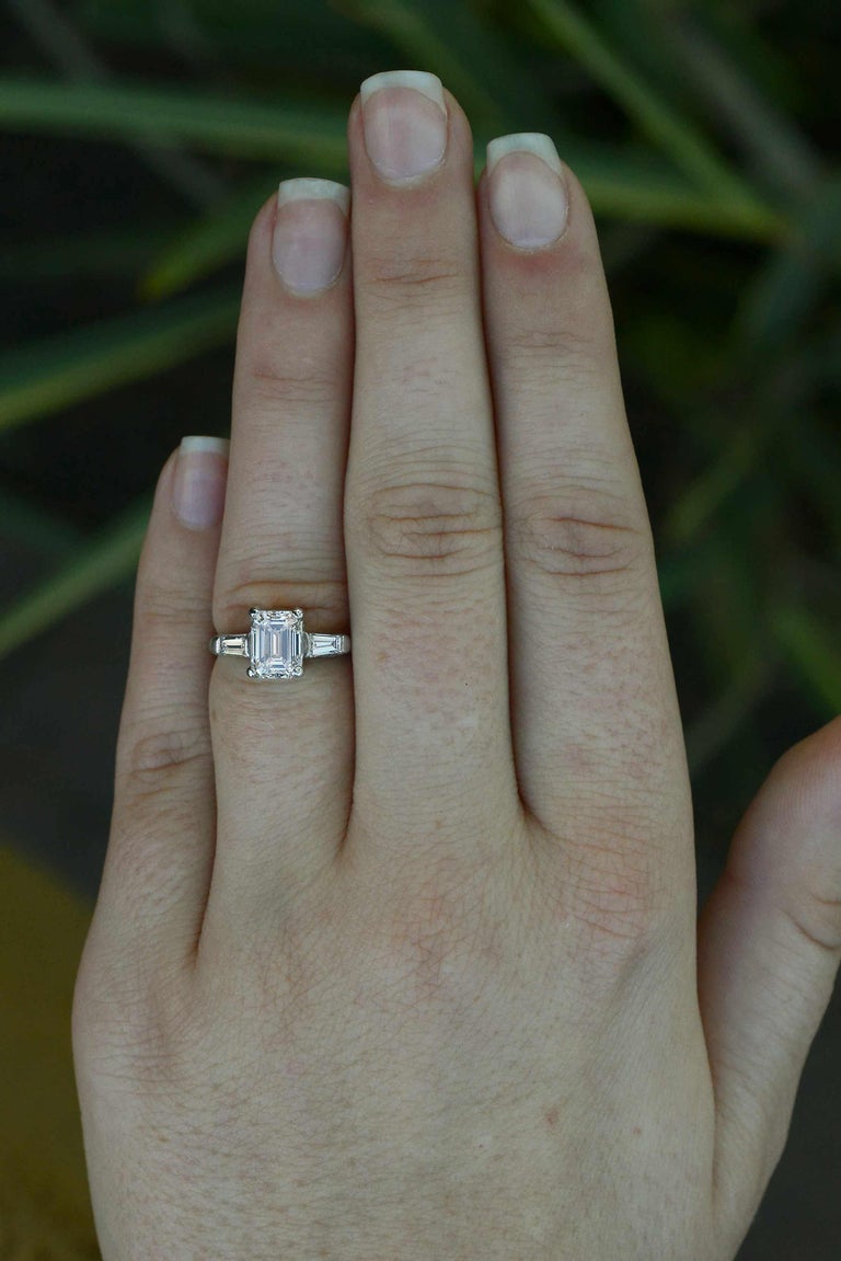 Antique 1920s GIA Certified Emerald Cut Diamond Engagement Ring For