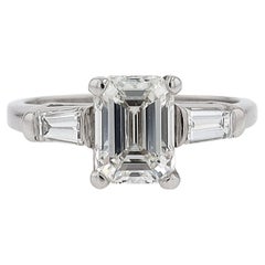 Antique 1920s GIA Certified Emerald Cut Diamond Engagement Ring
